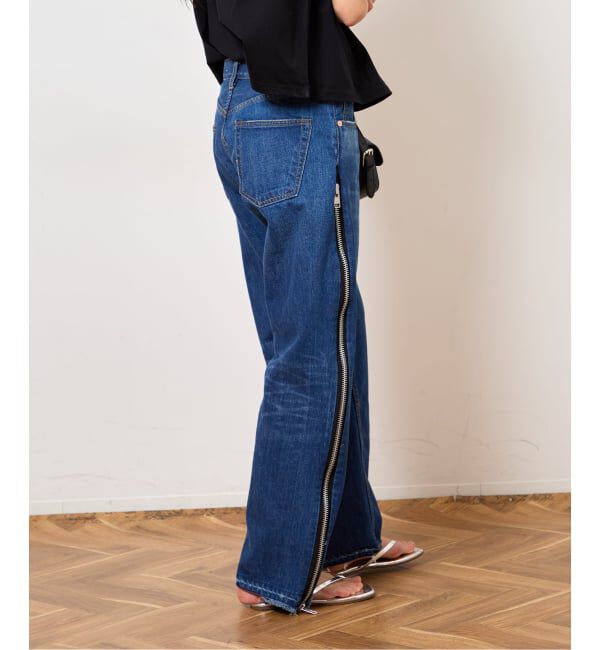  「《予約》サイドジップワイド5ポケットパンツ：デニムパンツ」|デニム|