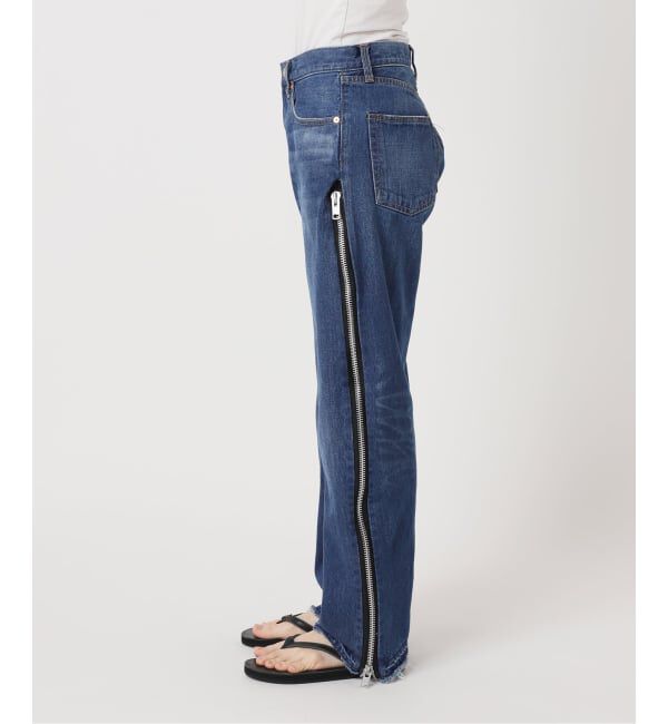  「《予約》サイドジップワイド5ポケットパンツ：デニムパンツ」|デニム|