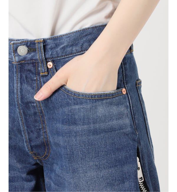  「《予約》サイドジップワイド5ポケットパンツ：デニムパンツ」|デニム|