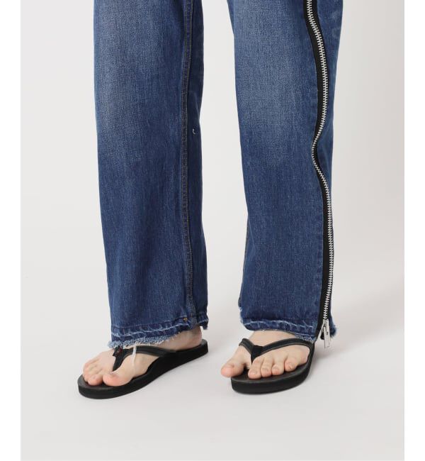  「《予約》サイドジップワイド5ポケットパンツ：デニムパンツ」|デニム|