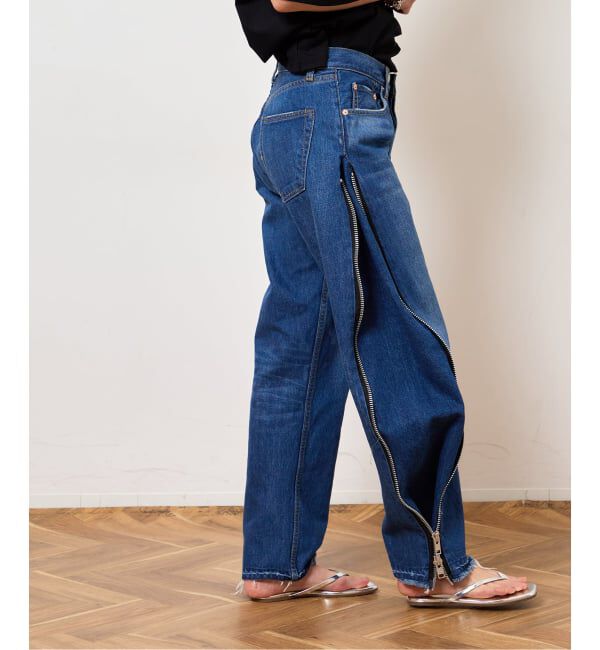  「《予約》サイドジップワイド5ポケットパンツ：デニムパンツ」|デニム|