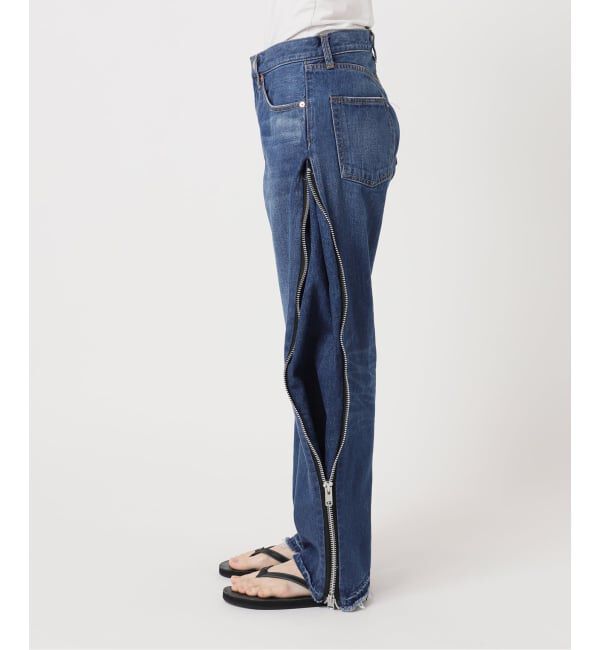  「《予約》サイドジップワイド5ポケットパンツ：デニムパンツ」|デニム|