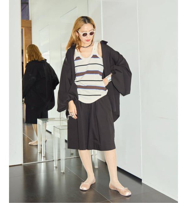  「TanC TOKYO PIQUE BORDER TANK ROMPERS TC26A-011：ボディスーツ」|タンクトップ|