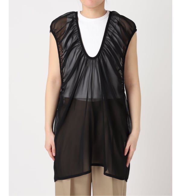  「《予約》GATHERED CHIFFON TANK：ブラウス」|シャツ・ブラウス|