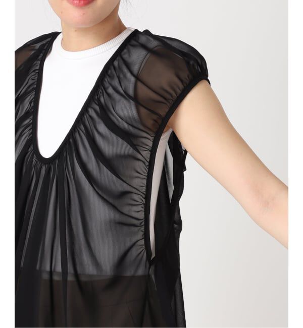  「《予約》GATHERED CHIFFON TANK：ブラウス」|シャツ・ブラウス|