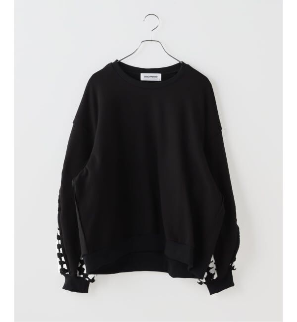 JOINT WORKS「DISCOVERED / ディスカバード PLAYCARD CROCHET SLEEVE SWEAT」|スウェット・ジャージ|ブラック