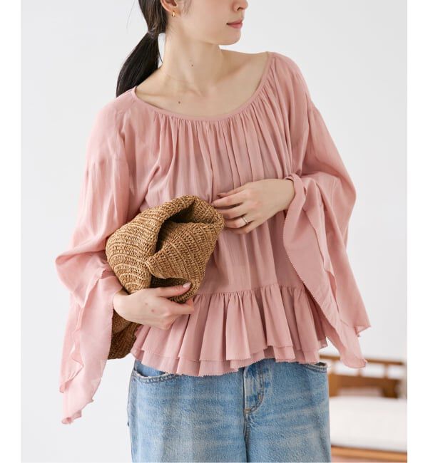 Plage「《予約》COTTON FRILLS ブラウス」|シャツ・ブラウス|ピンク