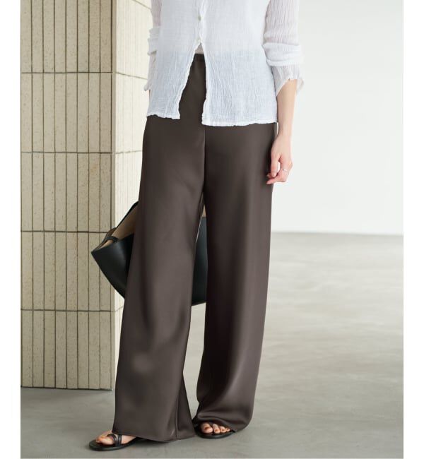 Plage「《予約》Satin Bias Relax パンツ」|その他|グレー