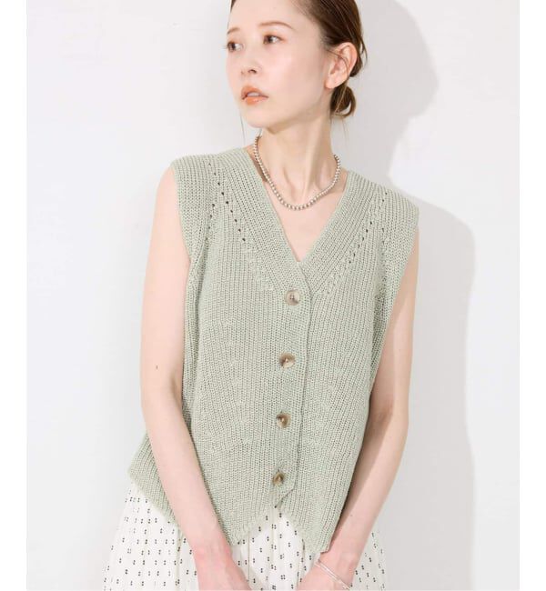 SLOBE IENA「《追加2》ニットジレ」|ニット・セーター|グリーン
