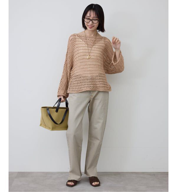 SLOBE IENA「ギマヤーンメッシュボートネックニット」|ニット・セーター|