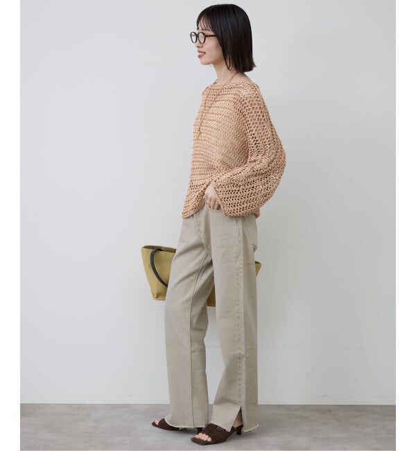 SLOBE IENA「ギマヤーンメッシュボートネックニット」|ニット・セーター|