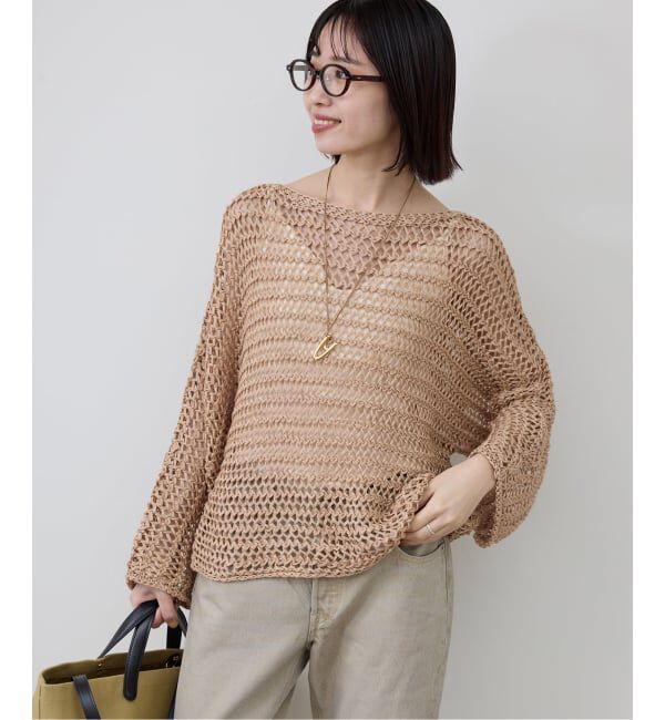 SLOBE IENA「ギマヤーンメッシュボートネックニット」|ニット・セーター|