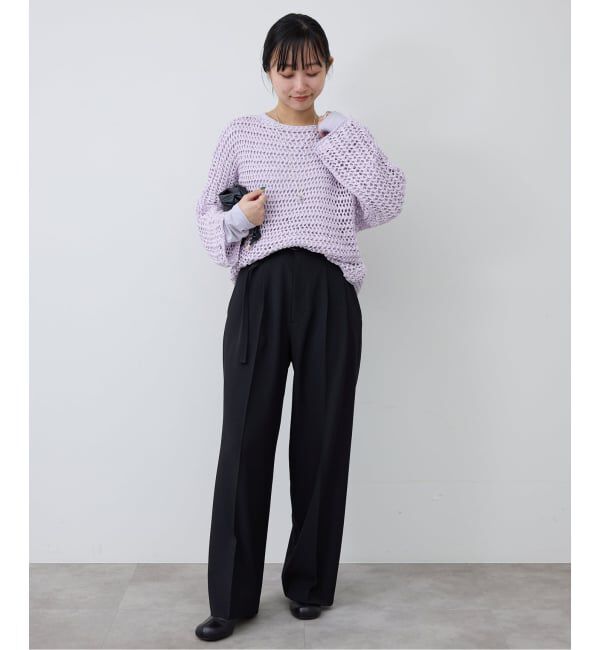 SLOBE IENA「ギマヤーンメッシュボートネックニット」|ニット・セーター|