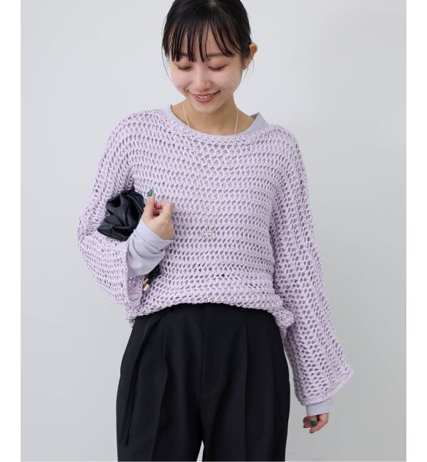 SLOBE IENA「ギマヤーンメッシュボートネックニット」|ニット・セーター|