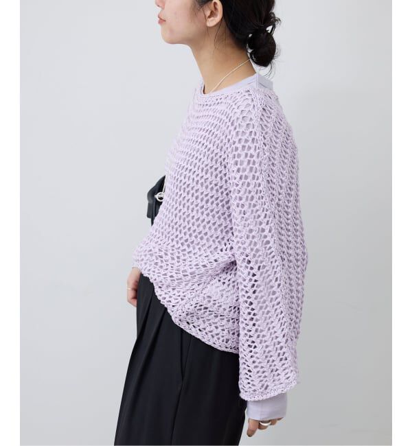 SLOBE IENA「ギマヤーンメッシュボートネックニット」|ニット・セーター|