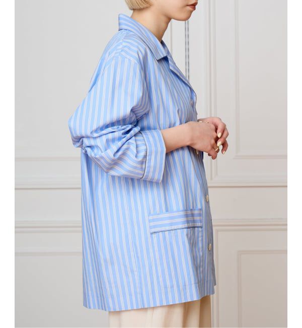 IENA LA BOUCLE「IENA LA BOUCLE コットンストライプスリーピーシャツ」|シャツ・ブラウス|