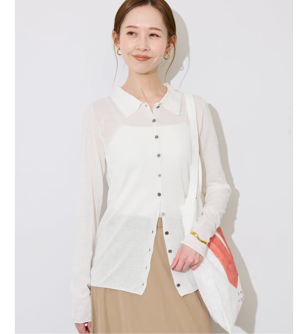 SLOBE IENA「《シリーズあり/予約》コットンシルク襟付きカーディガン」|カーディガン|