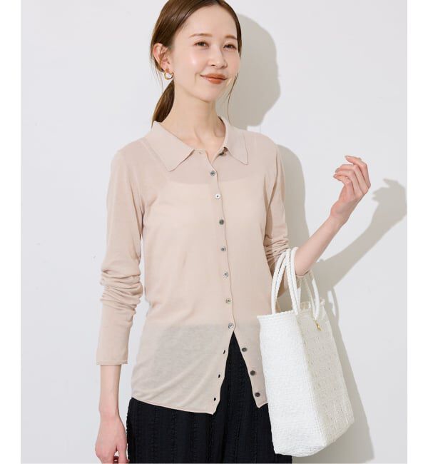 SLOBE IENA「《シリーズあり/予約》コットンシルク襟付きカーディガン」|カーディガン|