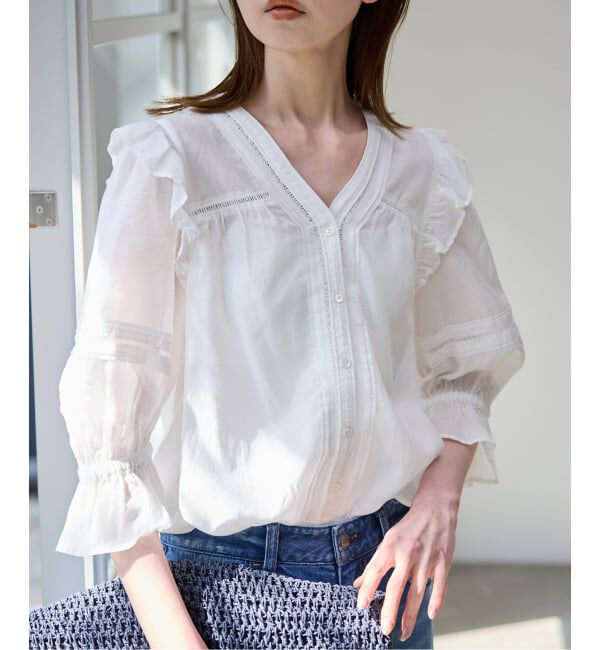 SLOBE IENA「《追加予約》コットンレーヨンレースブラウス」|シャツ・ブラウス|