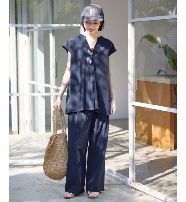 SLOBE IENA「《WEB限定/2枚セット/防しわ/撥水/接触冷感//追加予約》ブラウス&times;パンツセット」|シャツ・ブラウス|