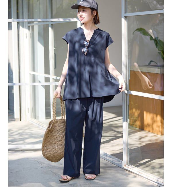 SLOBE IENA「《WEB限定/2枚セット/防しわ/撥水/接触冷感//追加予約》ブラウス&times;パンツセット」|シャツ・ブラウス|