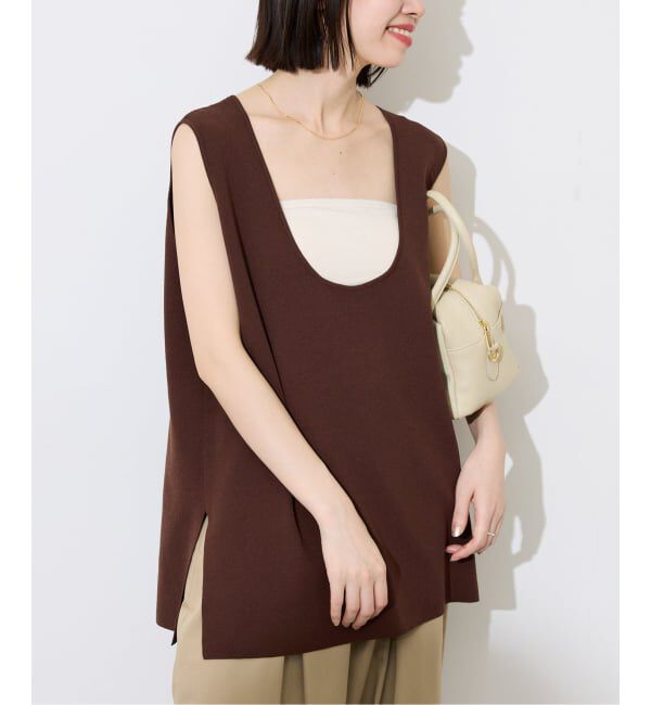 SLOBE IENA「《予約》Uネックノースリプルオーバー」|ニット・セーター|ブラウン