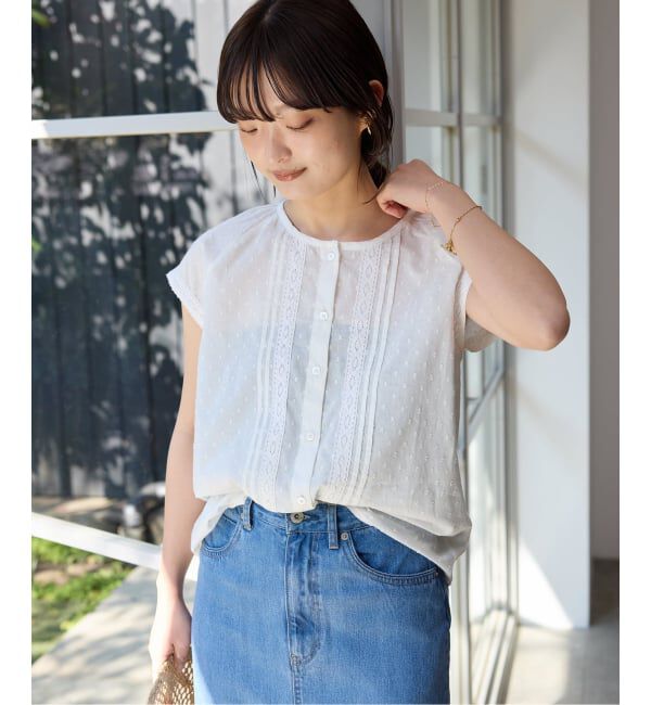 SLOBE IENA「《予約》ドットジャガードノースリーブブラウス」|シャツ・ブラウス|