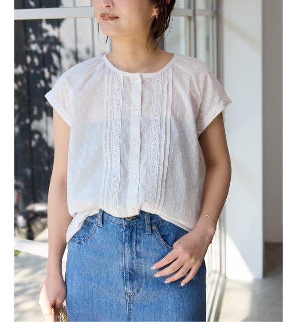 SLOBE IENA「《予約》ドットジャガードノースリーブブラウス」|シャツ・ブラウス|