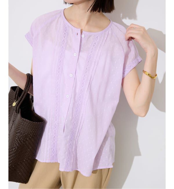 SLOBE IENA「《予約》ドットジャガードノースリーブブラウス」|シャツ・ブラウス|ピンク A