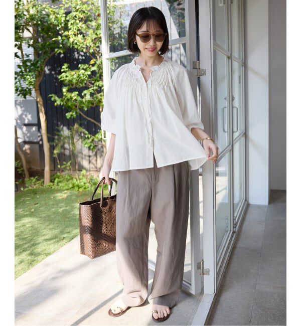 SLOBE IENA「《予約》ラメドットジャガード5分袖ブラウス」|シャツ・ブラウス|