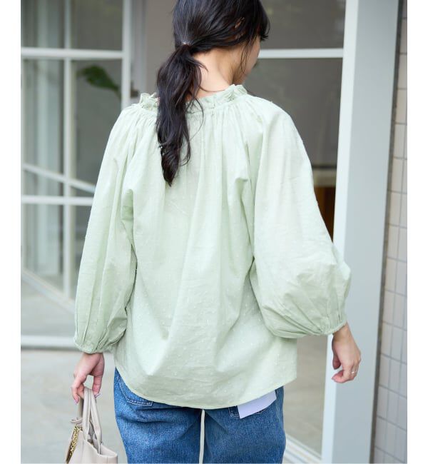 SLOBE IENA「《予約》ラメドットジャガード5分袖ブラウス」|シャツ・ブラウス|