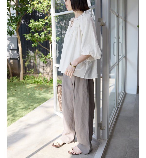 SLOBE IENA「《予約》ラメドットジャガード5分袖ブラウス」|シャツ・ブラウス|