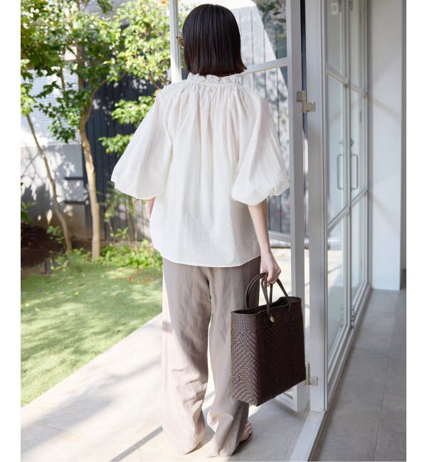 SLOBE IENA「《予約》ラメドットジャガード5分袖ブラウス」|シャツ・ブラウス|