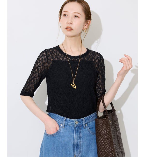 SLOBE IENA「《予約》ストレッチレースカットソー」|Tシャツ・カットソー|