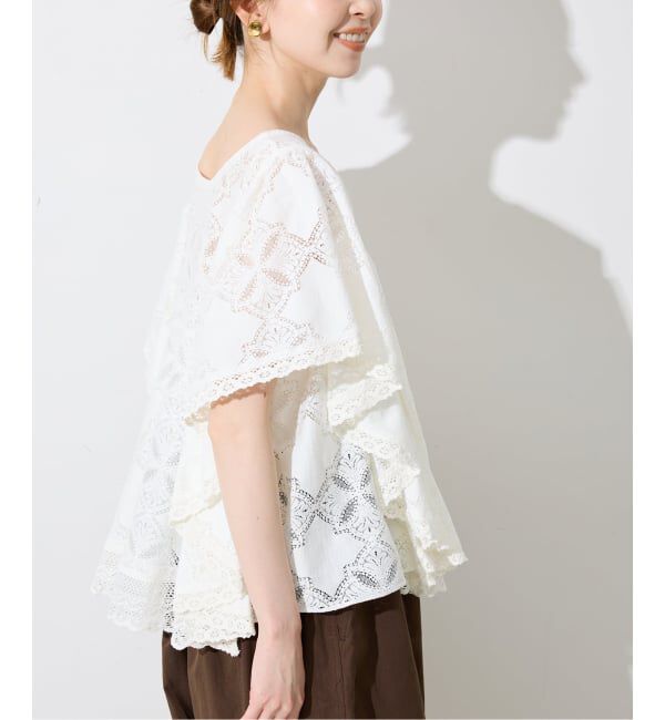 SLOBE IENA「《追加予約》レースフリルVネックブラウス」|シャツ・ブラウス|