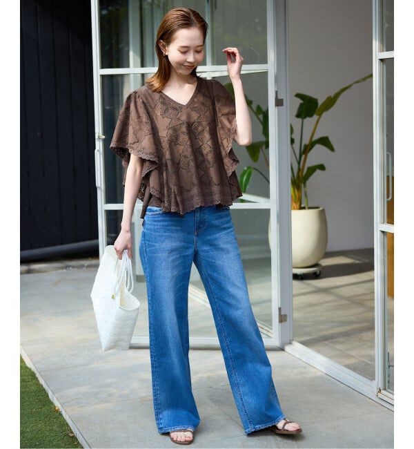 SLOBE IENA「《追加予約》レースフリルVネックブラウス」|シャツ・ブラウス|