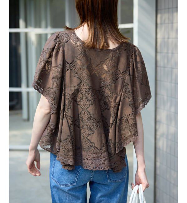 SLOBE IENA「《追加予約》レースフリルVネックブラウス」|シャツ・ブラウス|