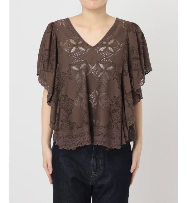 SLOBE IENA「《追加予約》レースフリルVネックブラウス」|シャツ・ブラウス|