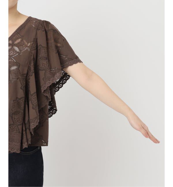 SLOBE IENA「《追加予約》レースフリルVネックブラウス」|シャツ・ブラウス|