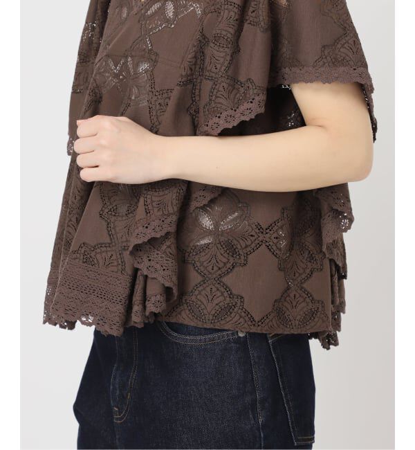 SLOBE IENA「《追加予約》レースフリルVネックブラウス」|シャツ・ブラウス|