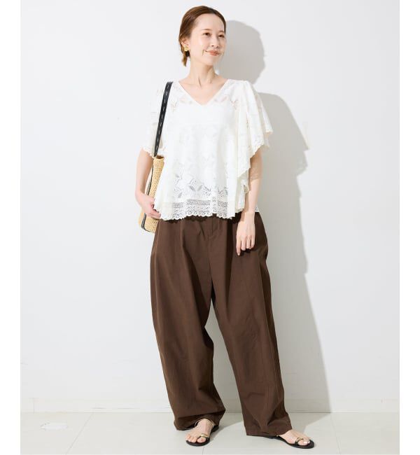 SLOBE IENA「《追加予約》レースフリルVネックブラウス」|シャツ・ブラウス|