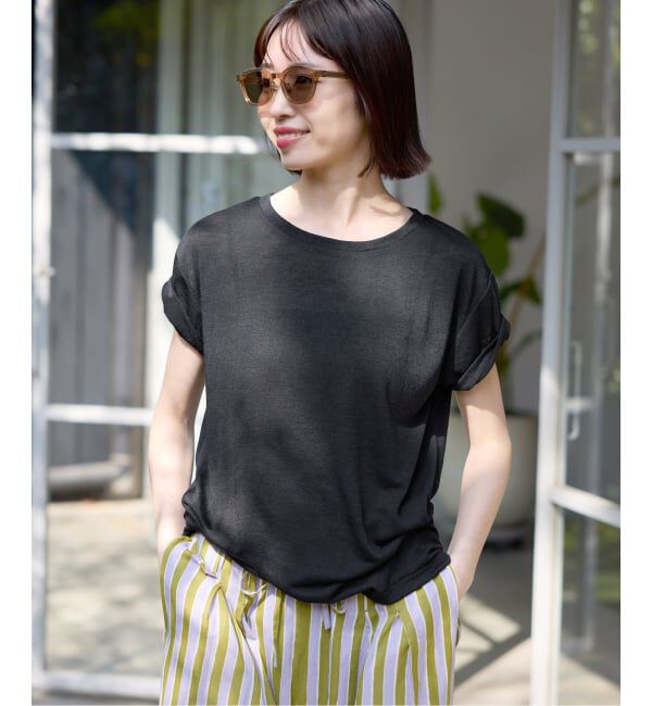 SLOBE IENA「《追加予約》スラブ天竺5分袖TEE」|Tシャツ・カットソー|