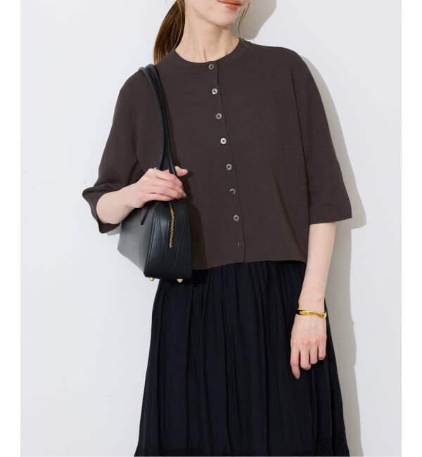 SLOBE IENA「《遮熱/UVカット/予約》ハーフスリーブニットカーディガン」|カーディガン|グレー