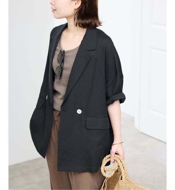 SLOBE IENA「《WEB限定/追加予約》リネンレーヨンハーフスリーブジャケット」|その他|