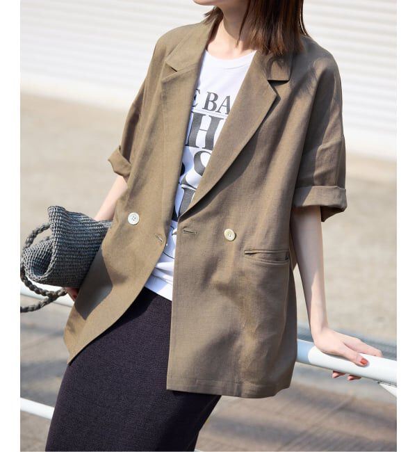 SLOBE IENA「《WEB限定/追加予約》リネンレーヨンハーフスリーブジャケット」|その他|