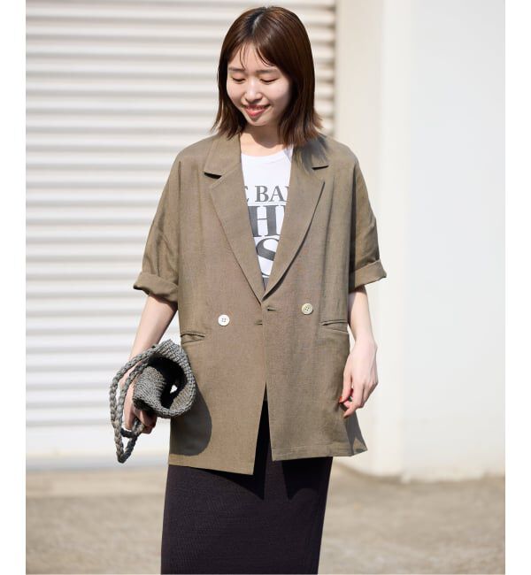 SLOBE IENA「《WEB限定/追加予約》リネンレーヨンハーフスリーブジャケット」|その他|