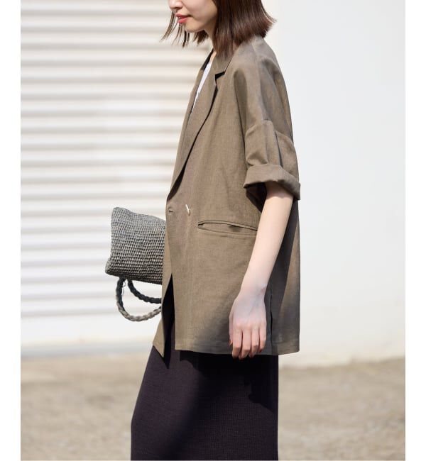 SLOBE IENA「《WEB限定/追加予約》リネンレーヨンハーフスリーブジャケット」|その他|