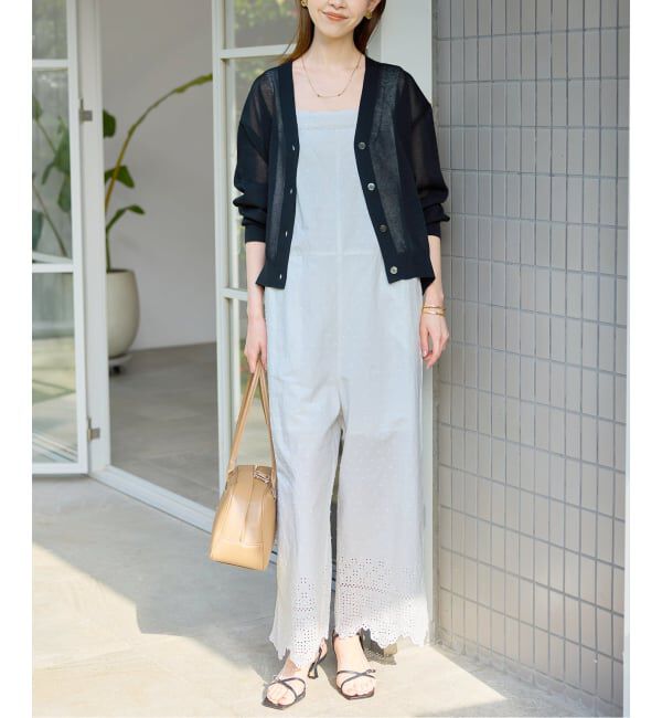 SLOBE IENA「《予約》エンブロイダリーレースサロペット」|オールインワン|ホワイト