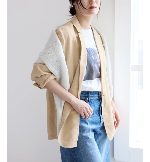 IENA「《追加予約》ウォッシャブル ソフトリネン リラックスジャケット」|テーラードジャケット|