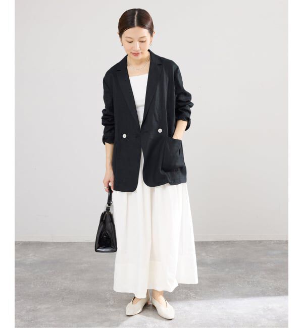 IENA「《追加予約》ウォッシャブル ソフトリネン リラックスジャケット」|テーラードジャケット|